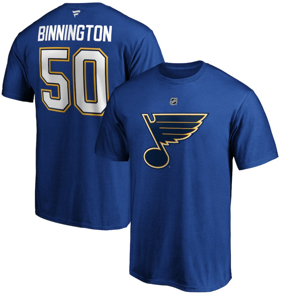 Jordan Binnington St. Louis Blues Fanatics Authentic Stack Player Name & Number T-Shirt Outlet