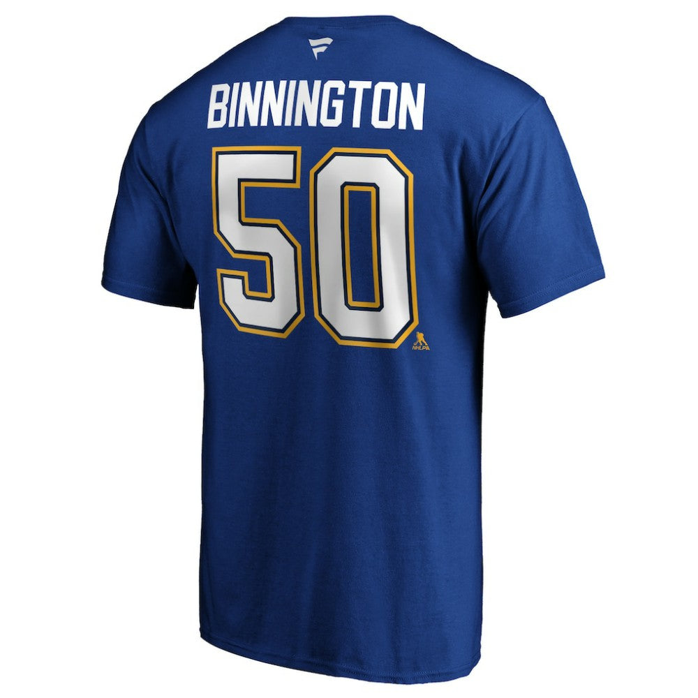 Jordan Binnington St. Louis Blues Fanatics Authentic Stack Player Name & Number T-Shirt Outlet