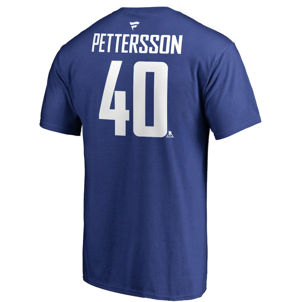 Elias Pettersson Vancouver Canucks Fanatics Authentic Stack Player Name & Number T-Shirt For Sale