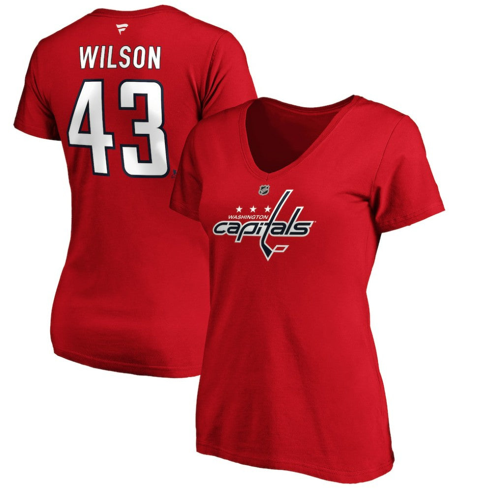Tom Wilson Washington Capitals Fanatics Women's Authentic Stack Name & Number V-Neck T-Shirt Sale