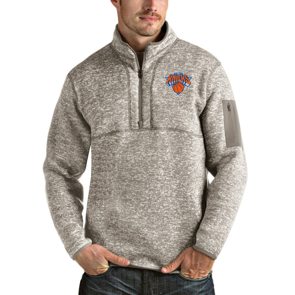 New York Knicks Antigua Fortune Quarter-Zip Pullover Jacket For Sale