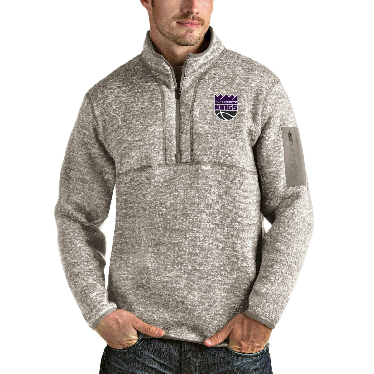 Sacramento Kings Antigua Fortune Quarter-Zip Pullover Jacket New