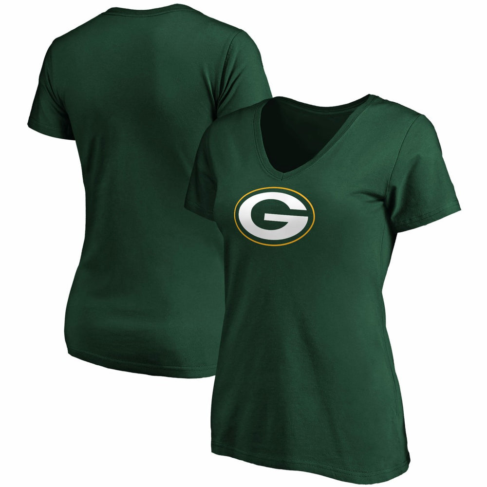 Green Bay Packers Fanatics Women's Primary Logo V-Neck T-Shirt