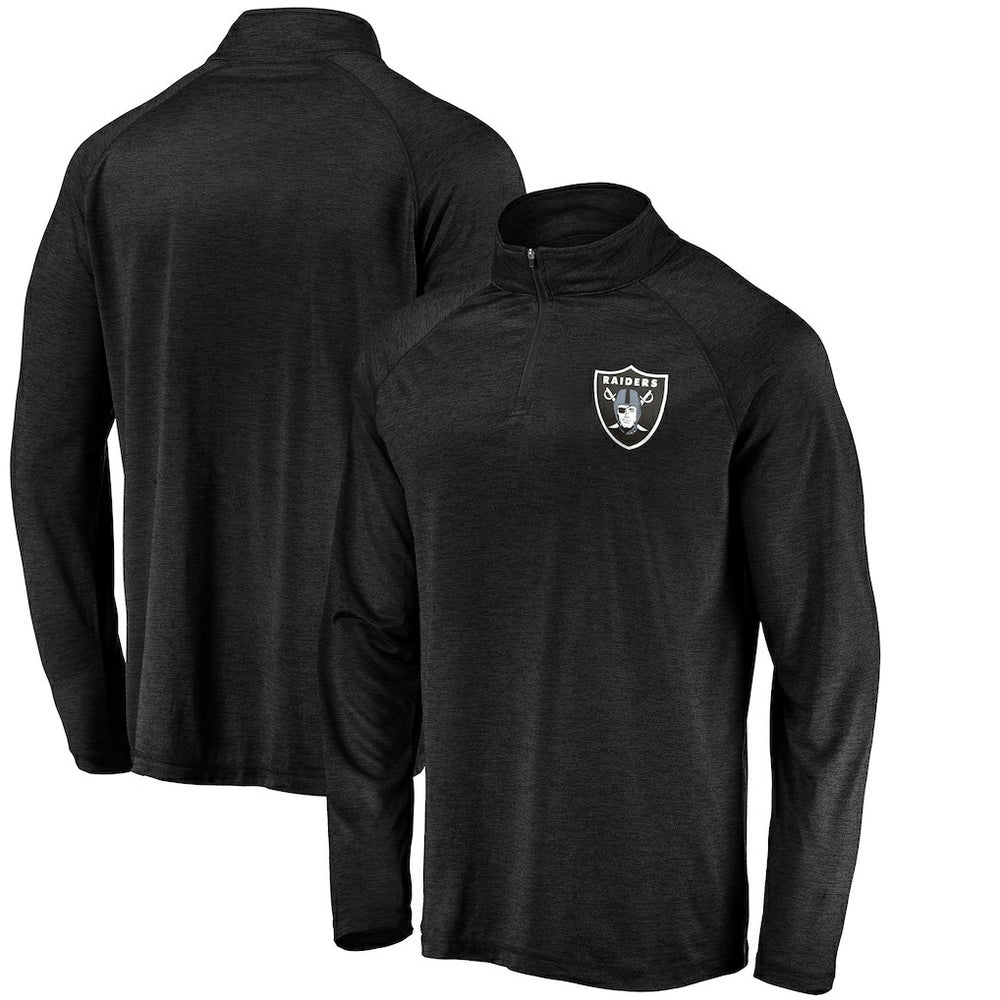Las Vegas Raiders Fanatics Striated Primary Logo Raglan Quarter-Zip Pullover Jacket