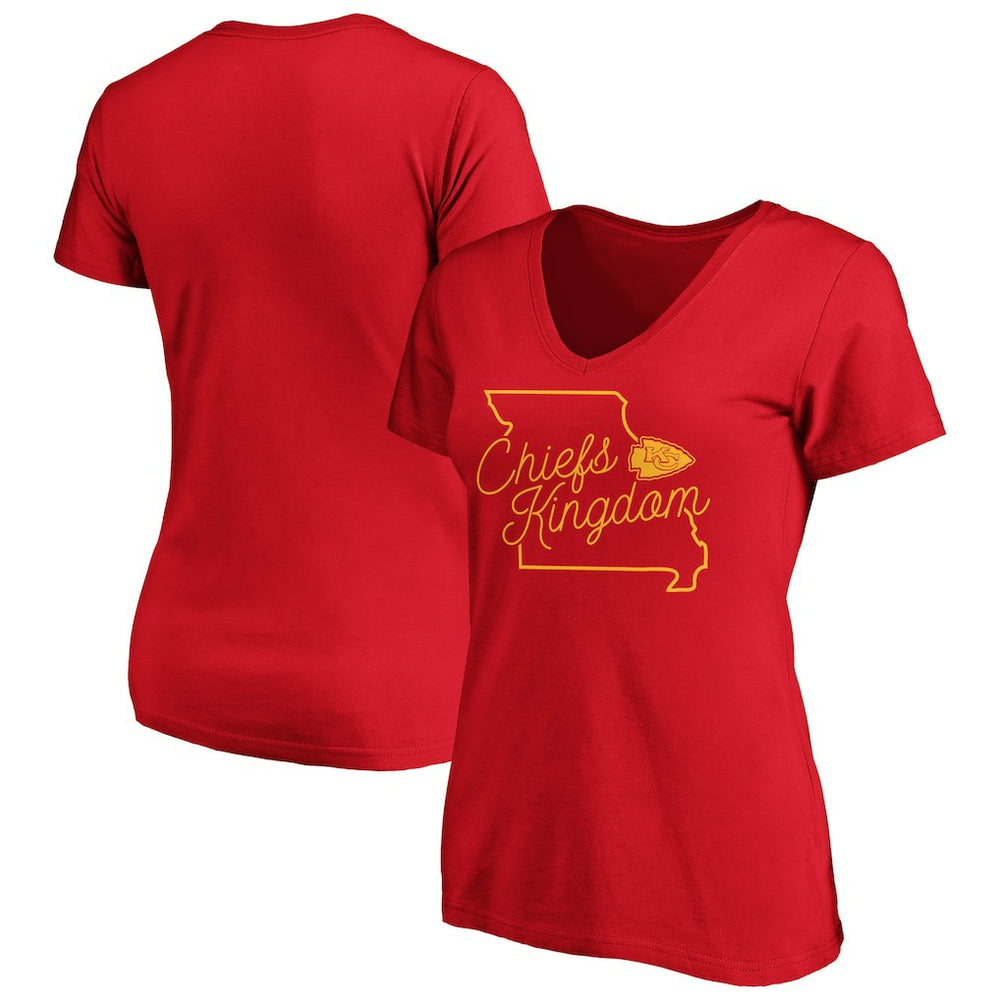 Kansas City Chiefs Fanatics Women's Iconic Script State V-Neck T-Shirt