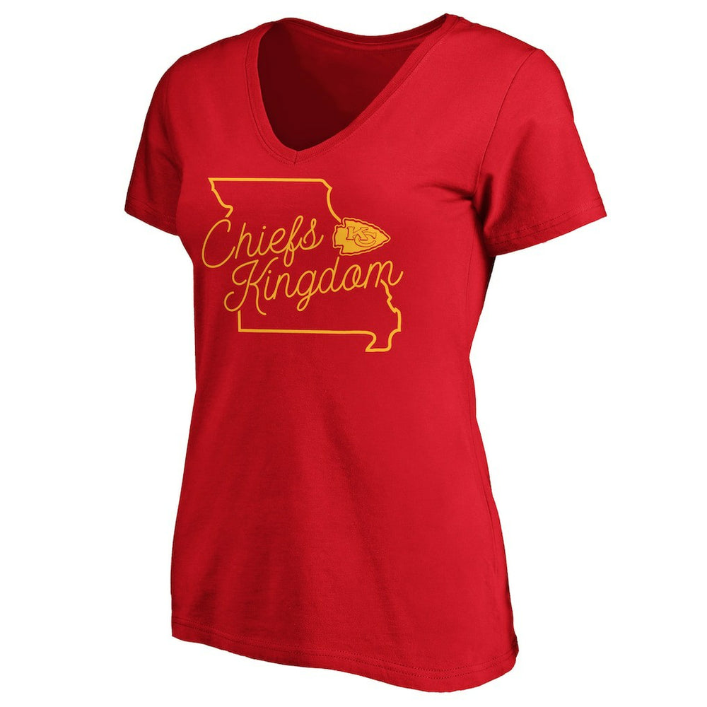 Kansas City Chiefs Fanatics Women's Iconic Script State V-Neck T-Shirt