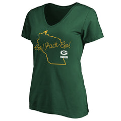 Green Bay Packers Fanatics Women's Team Iconic Script State V-Neck T-Shirt