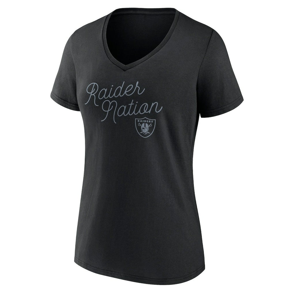 Las Vegas Raiders Fanatics Women's Iconic Script State V-Neck T-Shirt