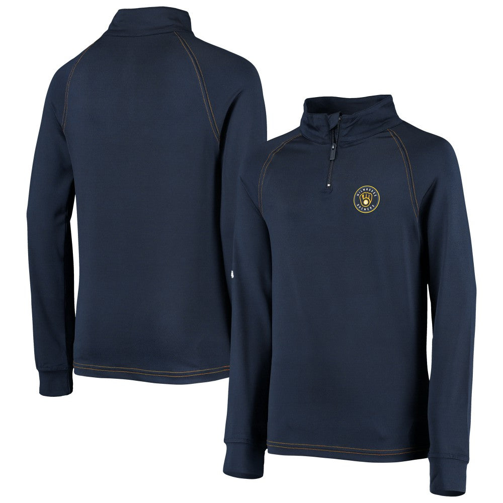 Milwaukee Brewers Stitches Youth Raglan Quarter-Zip Jacket | MLB Shop