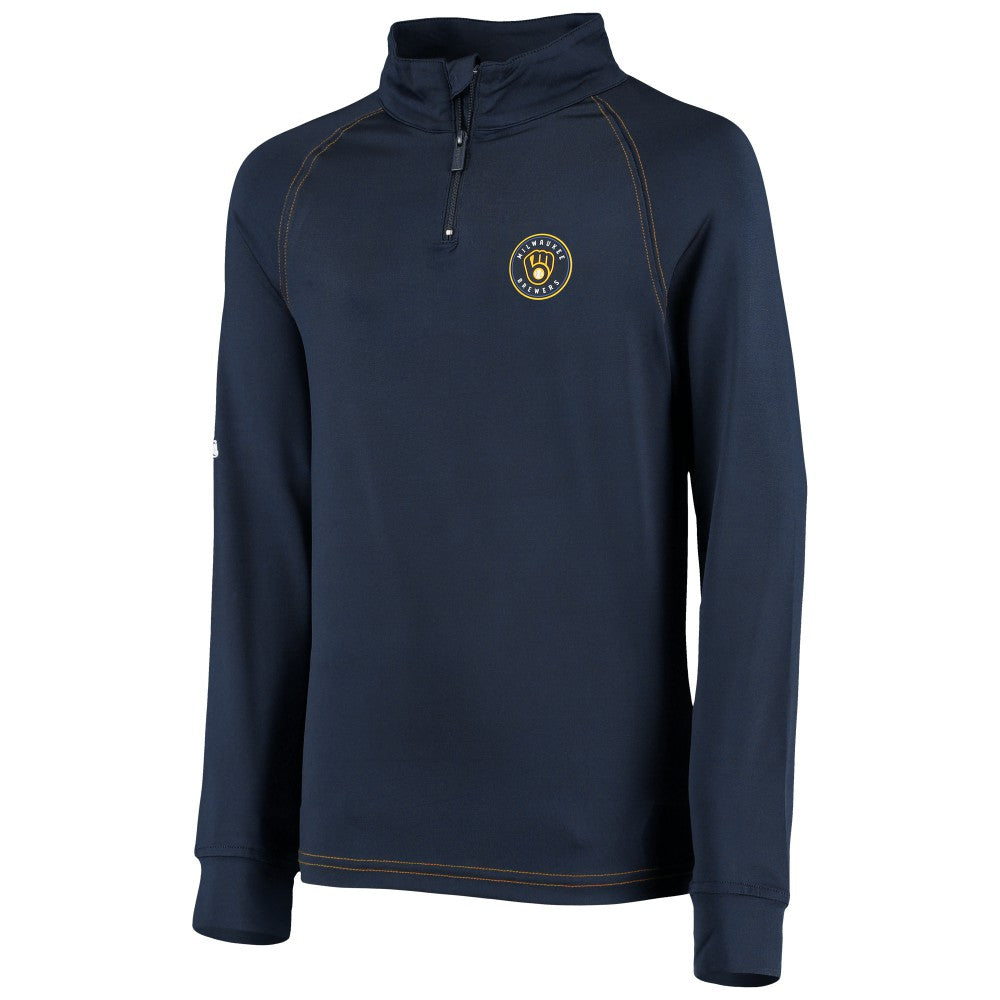 Milwaukee Brewers Stitches Youth Raglan Quarter-Zip Jacket | MLB Shop