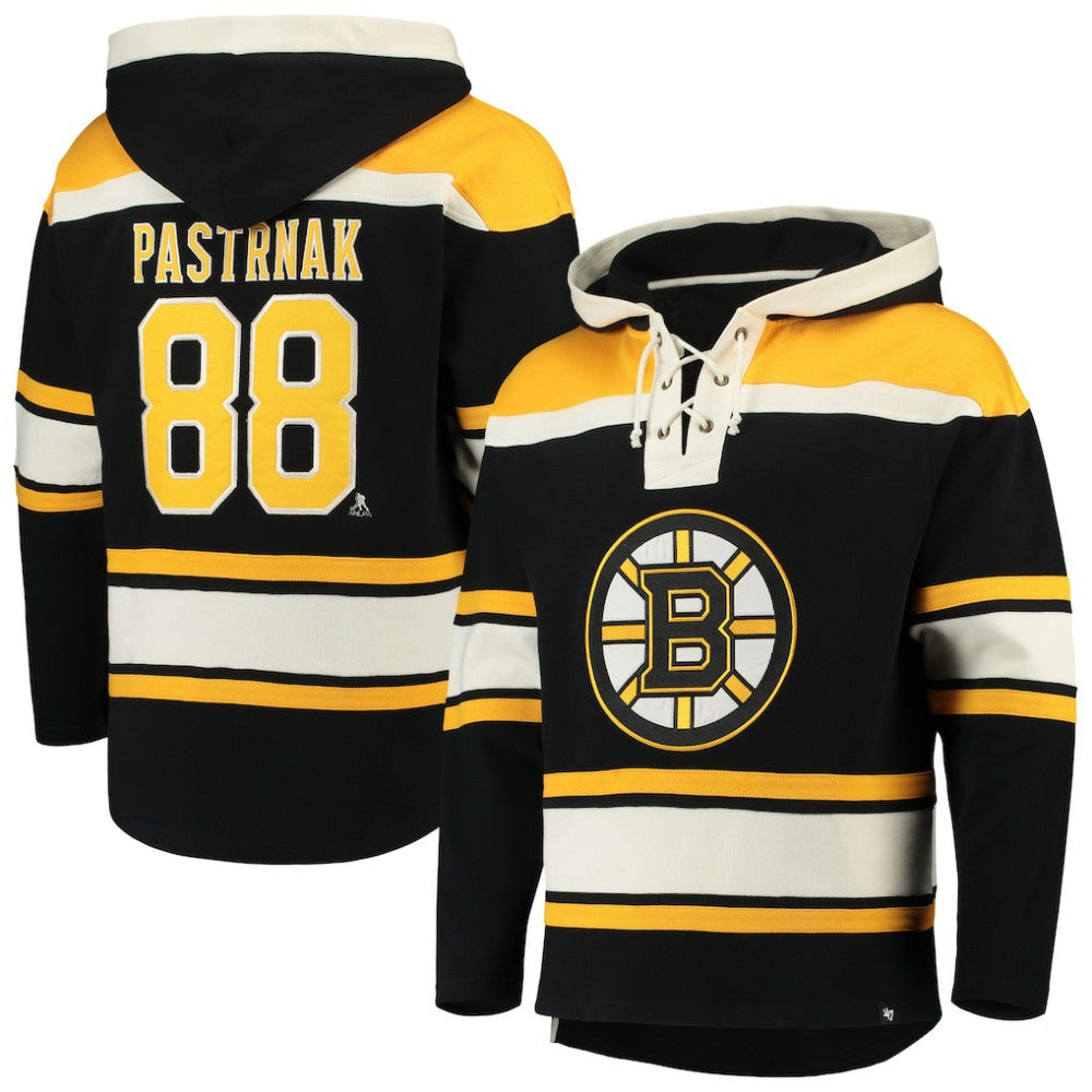 David Pastrnak Boston Bruins '47 Player Lacer Pullover Hoodie For Sale