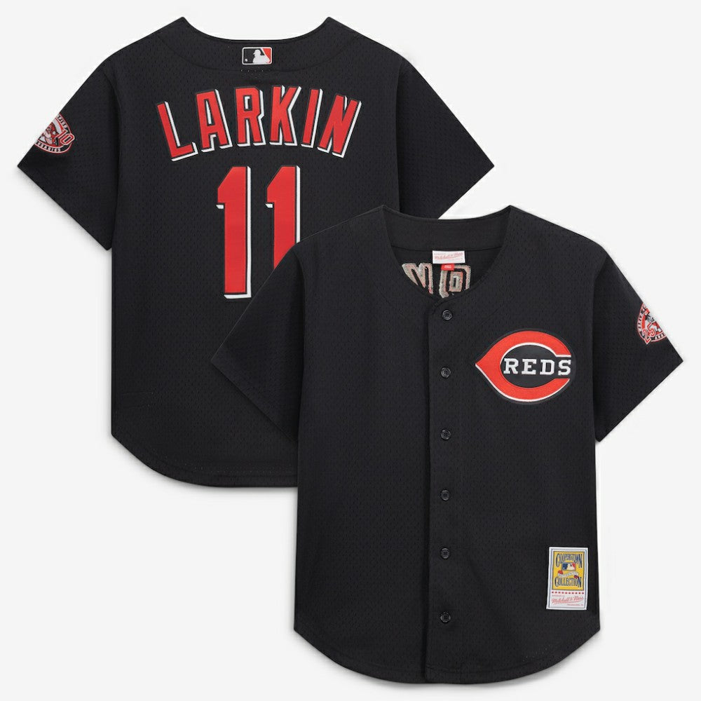 Barry Larkin Cincinnati Reds Mitchell & Ness Cooperstown Collection Mesh Batting Practice Button-Up Jersey | MLB Discount
