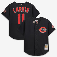 Barry Larkin Cincinnati Reds Mitchell & Ness Cooperstown Collection Mesh Batting Practice Button-Up Jersey | MLB Discount