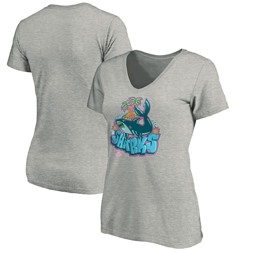 San Jose Sharks Women's Graffiti Shark V-Neck T-Shirt On Sale