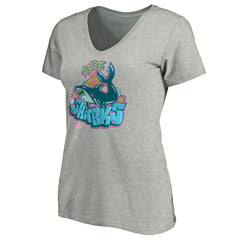 San Jose Sharks Women's Graffiti Shark V-Neck T-Shirt On Sale