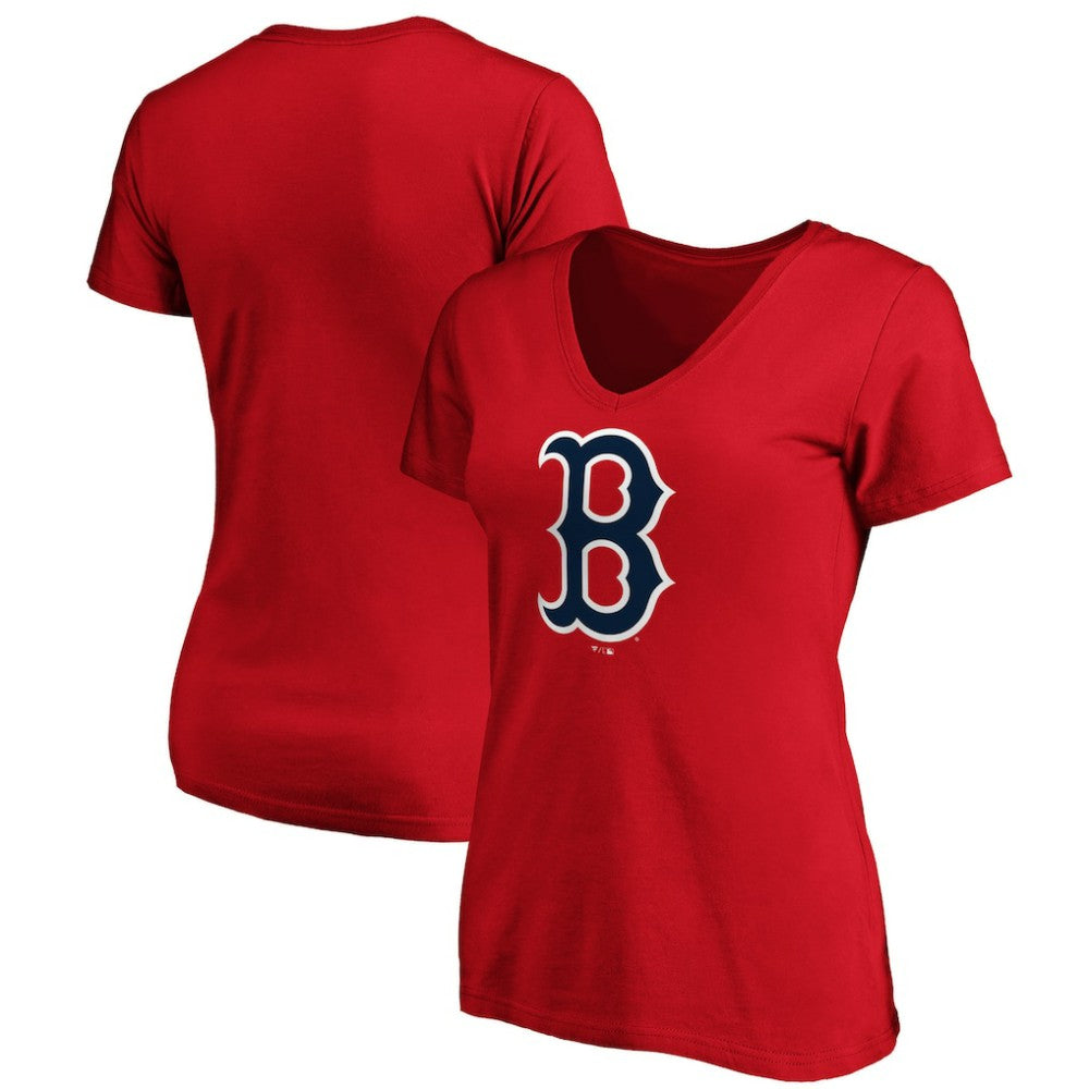 Boston Red Sox Fanatics Women's Core Official Logo V-Neck T-Shirt | MLB For sale