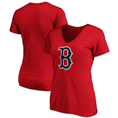 Boston Red Sox Fanatics Women's Core Official Logo V-Neck T-Shirt | MLB For sale