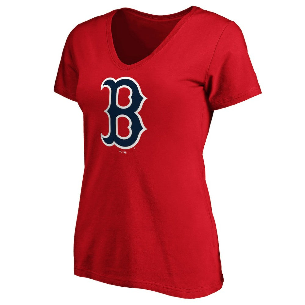 Boston Red Sox Fanatics Women's Core Official Logo V-Neck T-Shirt | MLB For sale