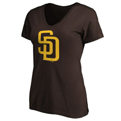 San Diego Padres Fanatics Women's Core Official Logo V-Neck T-Shirt | MLB Outlet