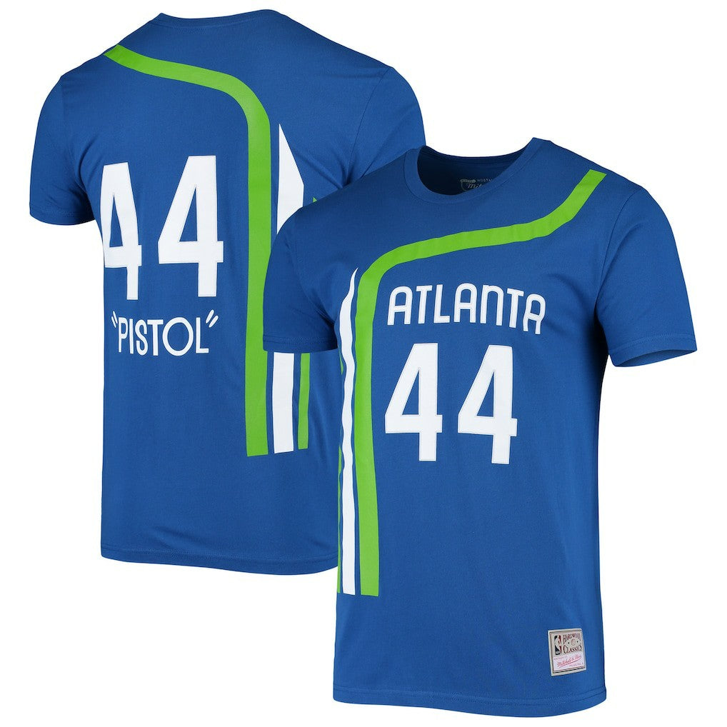 Pete Maravich Atlanta Hawks Hardwood Classics Stitch Name & Number T-Shirt Online