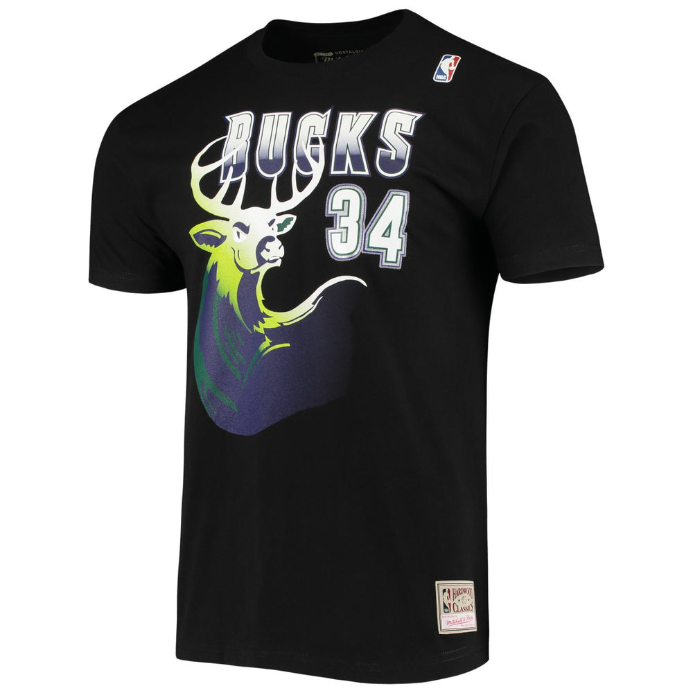 Ray Allen Milwaukee Bucks Hardwood Classics Stitch Name & Number T-Shirt On Sale