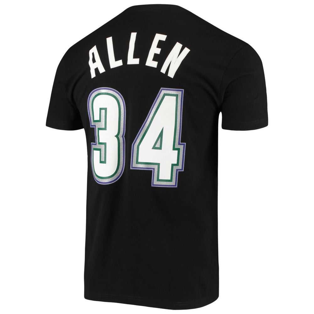 Ray Allen Milwaukee Bucks Hardwood Classics Stitch Name & Number T-Shirt On Sale
