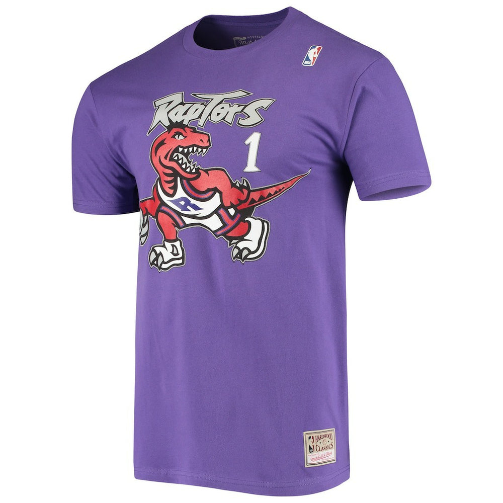 Tracy McGrady Toronto Raptors Hardwood Classics Stitch Name & Number T-Shirt For Sale