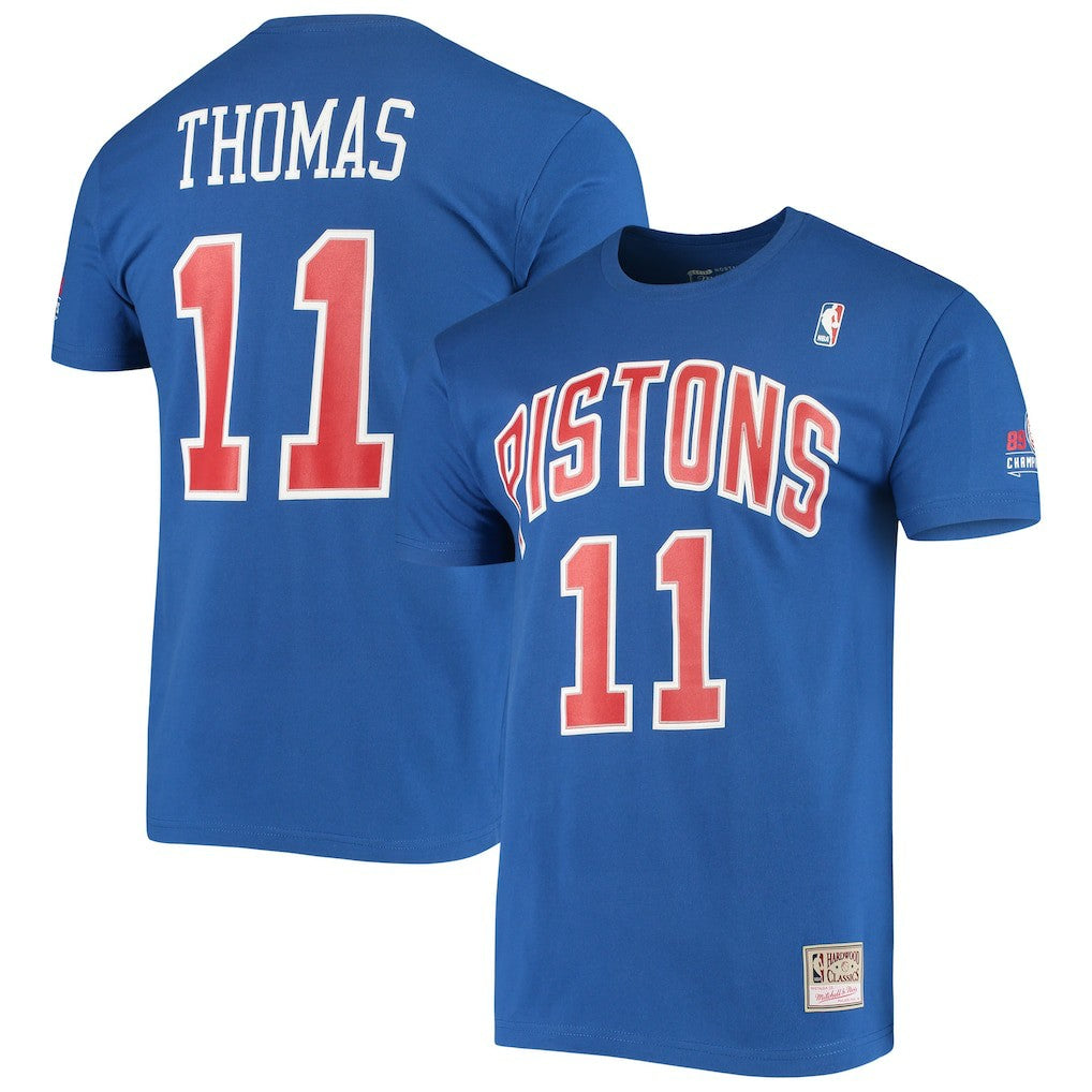 Isiah Thomas Detroit Pistons Hardwood Classics Stitch Name & Number T-Shirt sale New