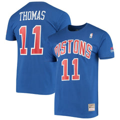 Isiah Thomas Detroit Pistons Hardwood Classics Stitch Name & Number T-Shirt sale New