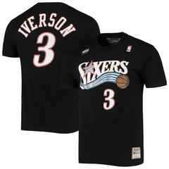 Allen Iverson Philadelphia 76ers Hardwood Classics Stitch Name & Number T-Shirt sale On Sale