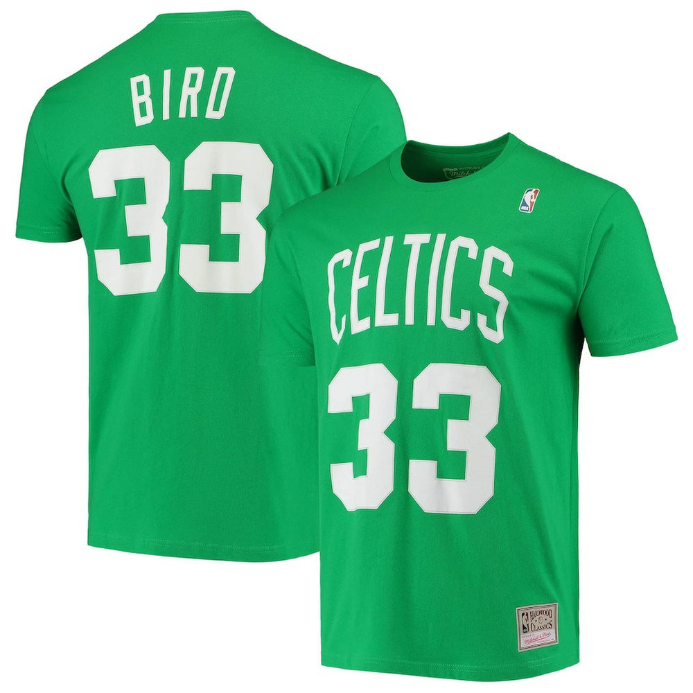 Larry Bird Boston Celtics Hardwood Classics Stitch Name & Number T-Shirt New
