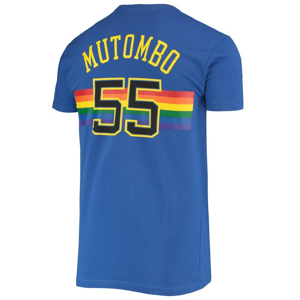 Dikembe Mutombo Denver Nuggets Hardwood Classics Stitch Name & Number T-Shirt sale Online