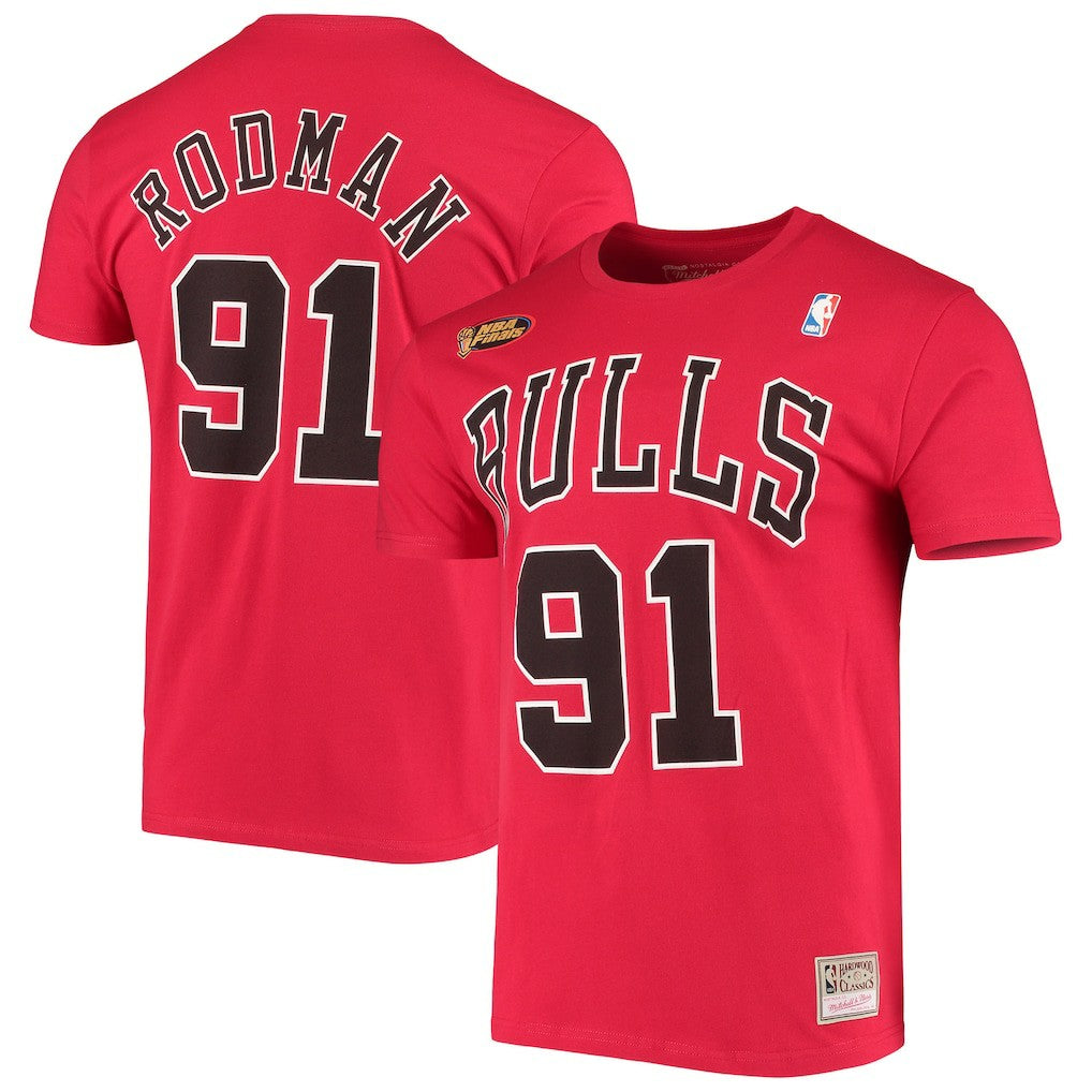 Dennis Rodman Chicago Bulls Hardwood Classics Stitch Name & Number T-Shirt sale New