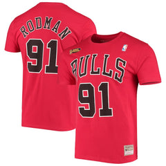 Dennis Rodman Chicago Bulls Hardwood Classics Stitch Name & Number T-Shirt sale New
