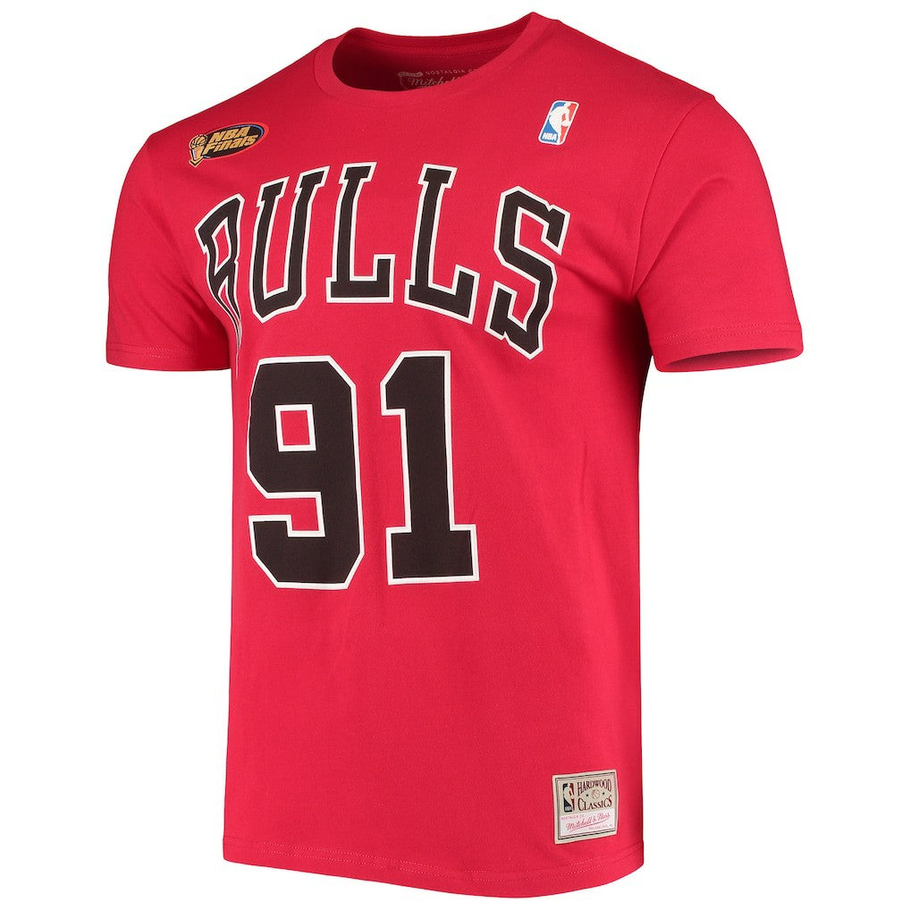 Dennis Rodman Chicago Bulls Hardwood Classics Stitch Name & Number T-Shirt sale New