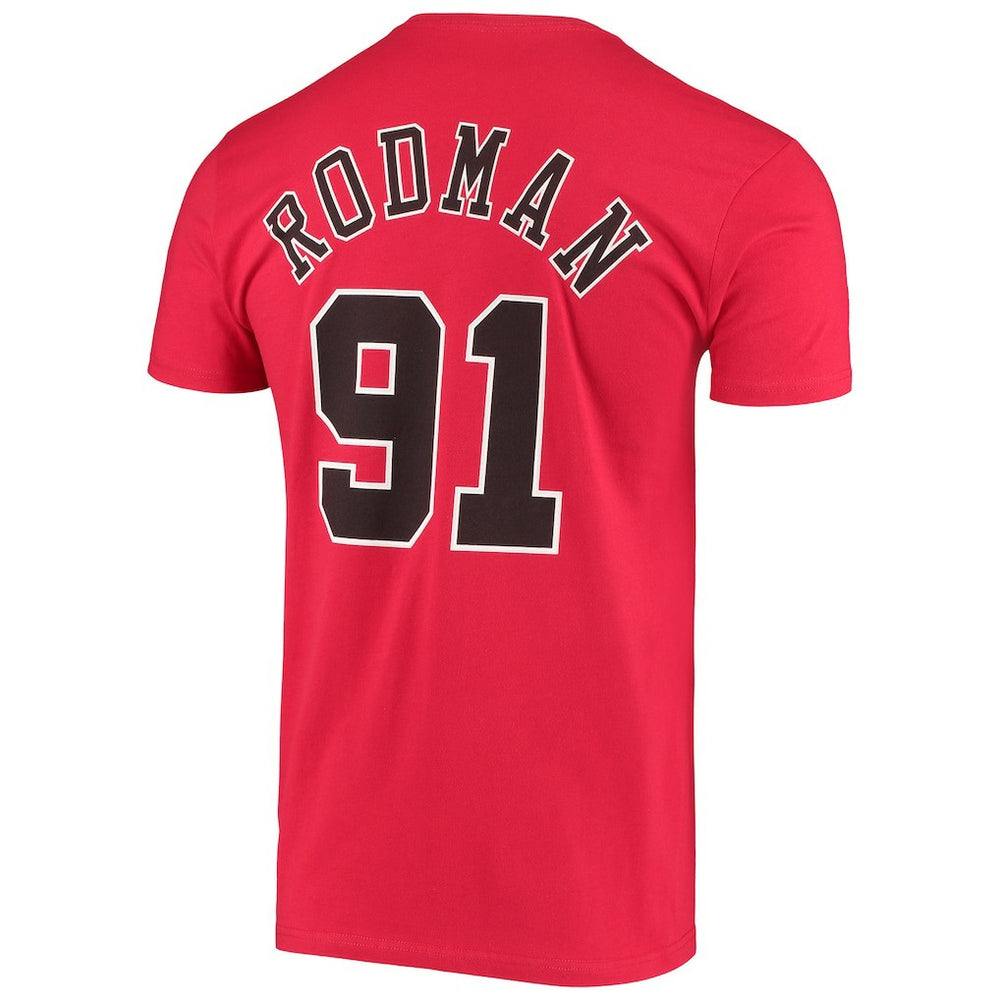 Dennis Rodman Chicago Bulls Hardwood Classics Stitch Name & Number T-Shirt sale New