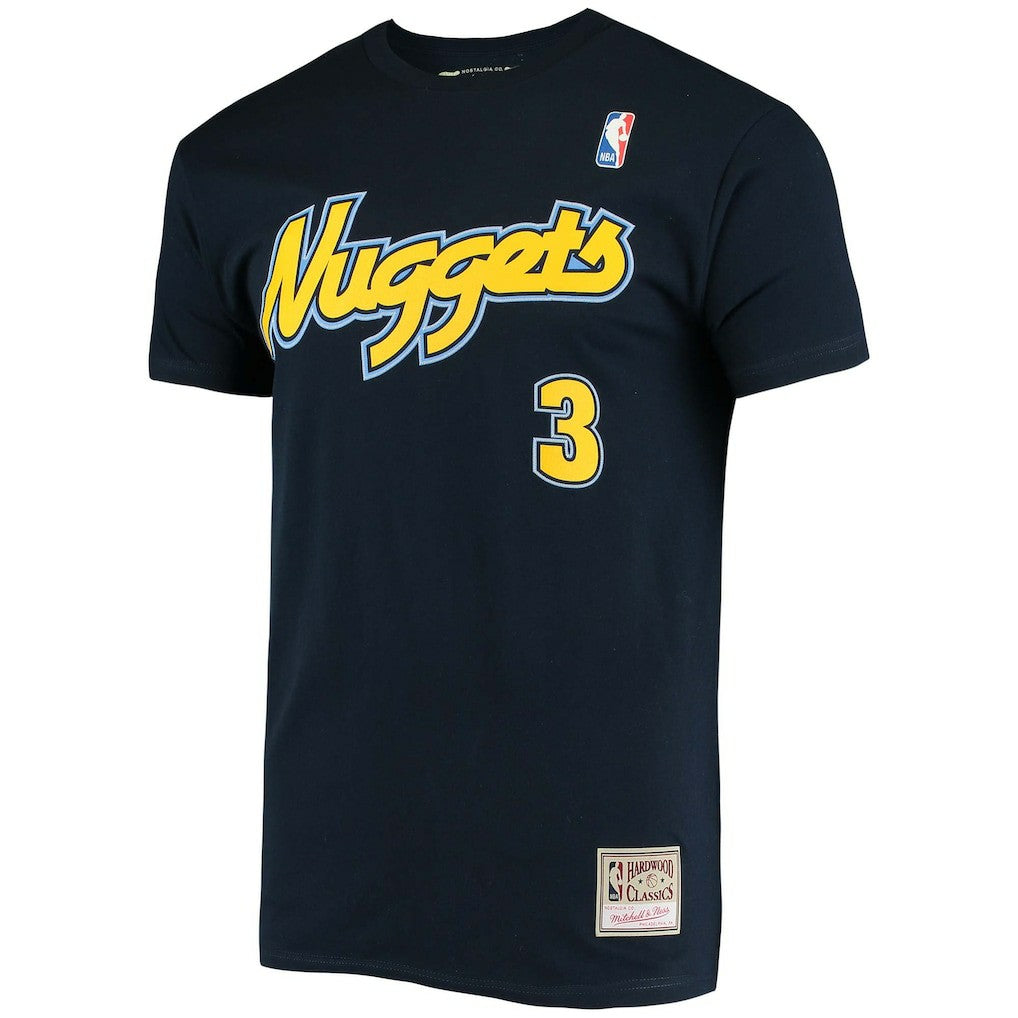 Allen Iverson Denver Nuggets Hardwood Classics Stitch Name & Number T-Shirt sale New