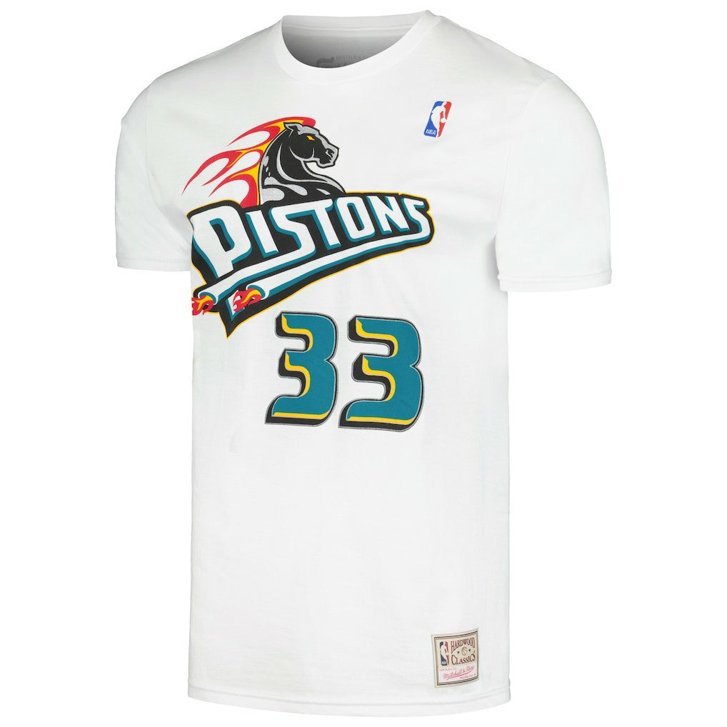 Grant Hill Detroit Pistons Hardwood Classics Stitch Name & Number T-Shirt sale For Sale