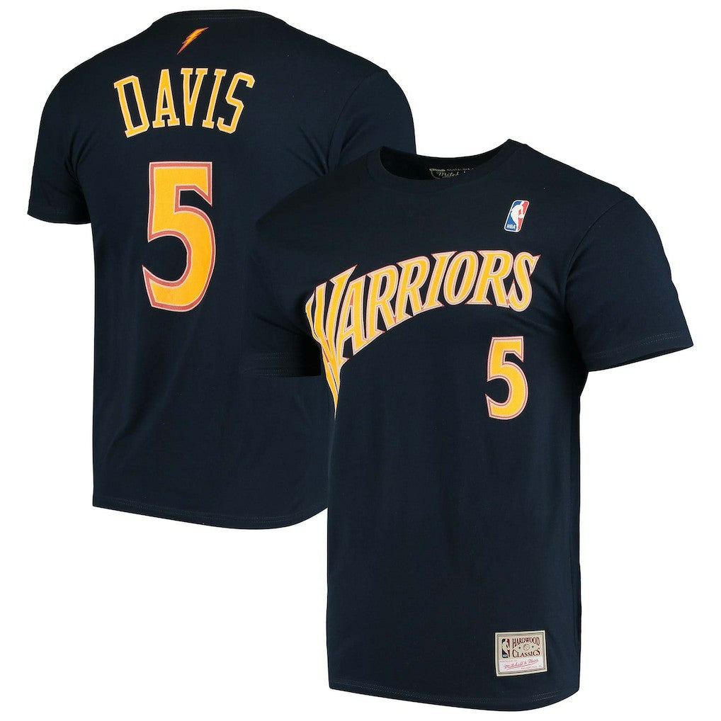 Baron Davis Golden State Warriors Hardwood Classics Stitch Name & Number T-Shirt sale For Sale