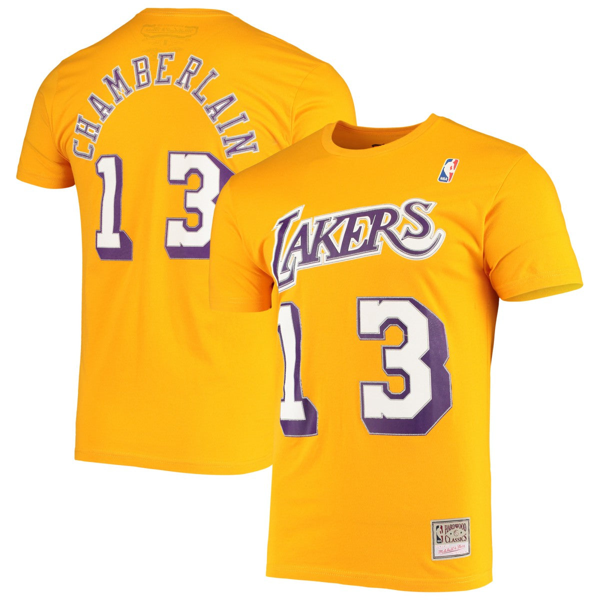 Wilt Chamberlain Los Angeles Lakers Hardwood Classics Stitch Name & Number T-Shirt Outlet