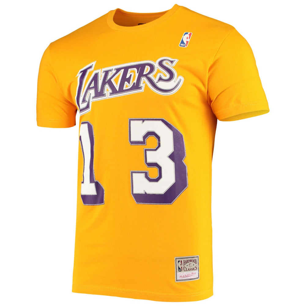 Wilt Chamberlain Los Angeles Lakers Hardwood Classics Stitch Name & Number T-Shirt Outlet