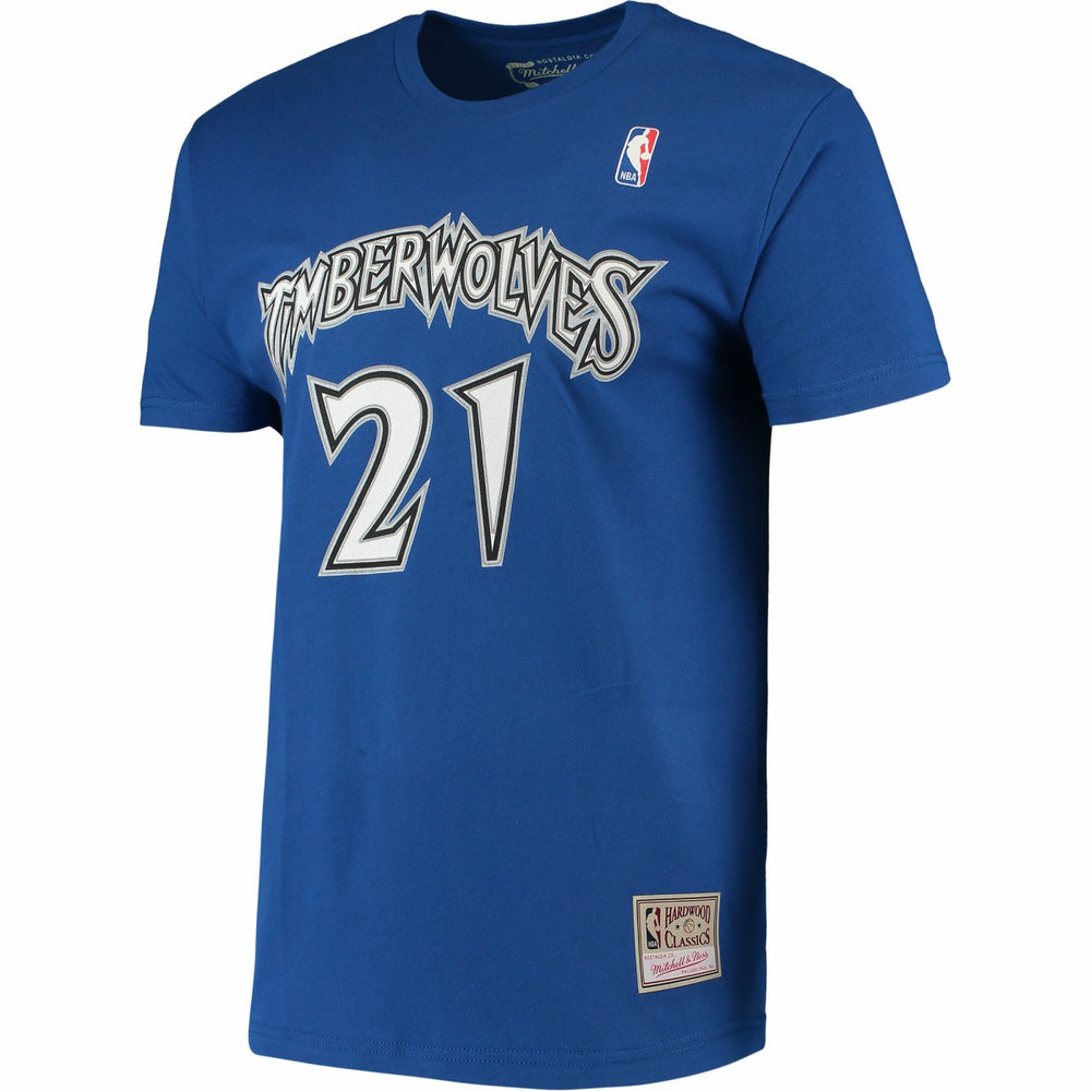 Kevin Garnett Minnesota Timberwolves Hardwood Classics Stitch Name & Number T-Shirt Outlet