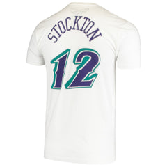 John Stockton Utah Jazz Hardwood Classics Stitch Name & Number T-Shirt Online