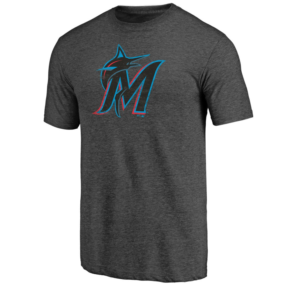 Miami Marlins Weathered Official Logo Tri-Blend T-Shirt | MLB Shop