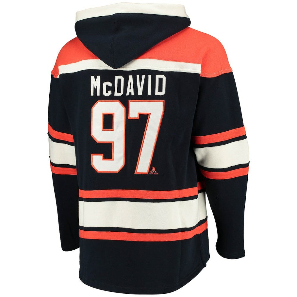 Connor McDavid Edmonton Oilers '47 Player Name & Number Lacer Pullover Hoodie Discount