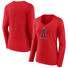 Los Angeles Angels Women's Official Logo Long Sleeve V-Neck T-Shirt | MLB Shop