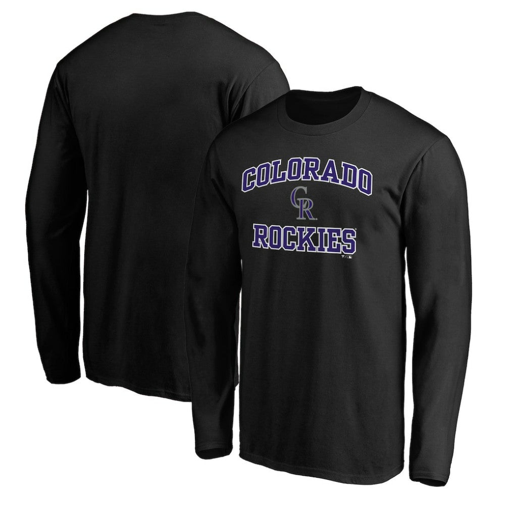 Men's Black Colorado Rockies Team Heart & Soul Long Sleeve T-Shirt | MLB For sale