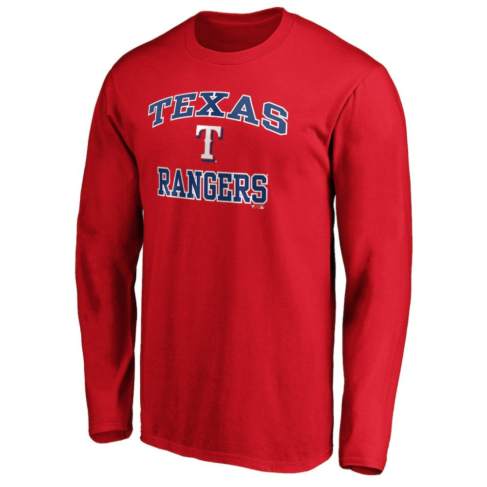 Men's Red Texas Rangers Team Heart & Soul Long Sleeve T-Shirt | MLB Discount