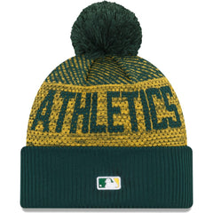 Athletics New Era Authentic Collection Sport Cuffed Knit Hat with Pom | MLB Outlet