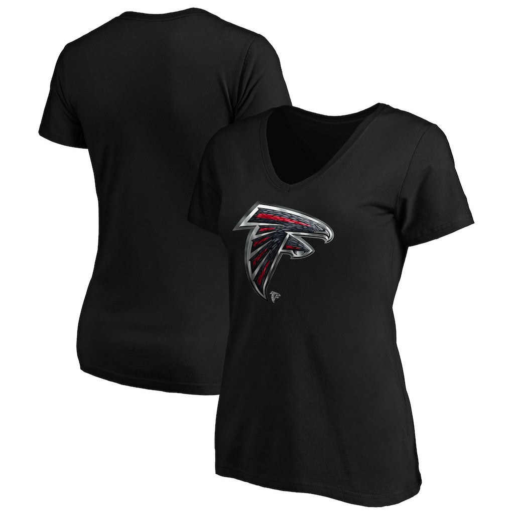 Atlanta Falcons  Women's Midnight Mascot Logo V-Neck T-Shirt